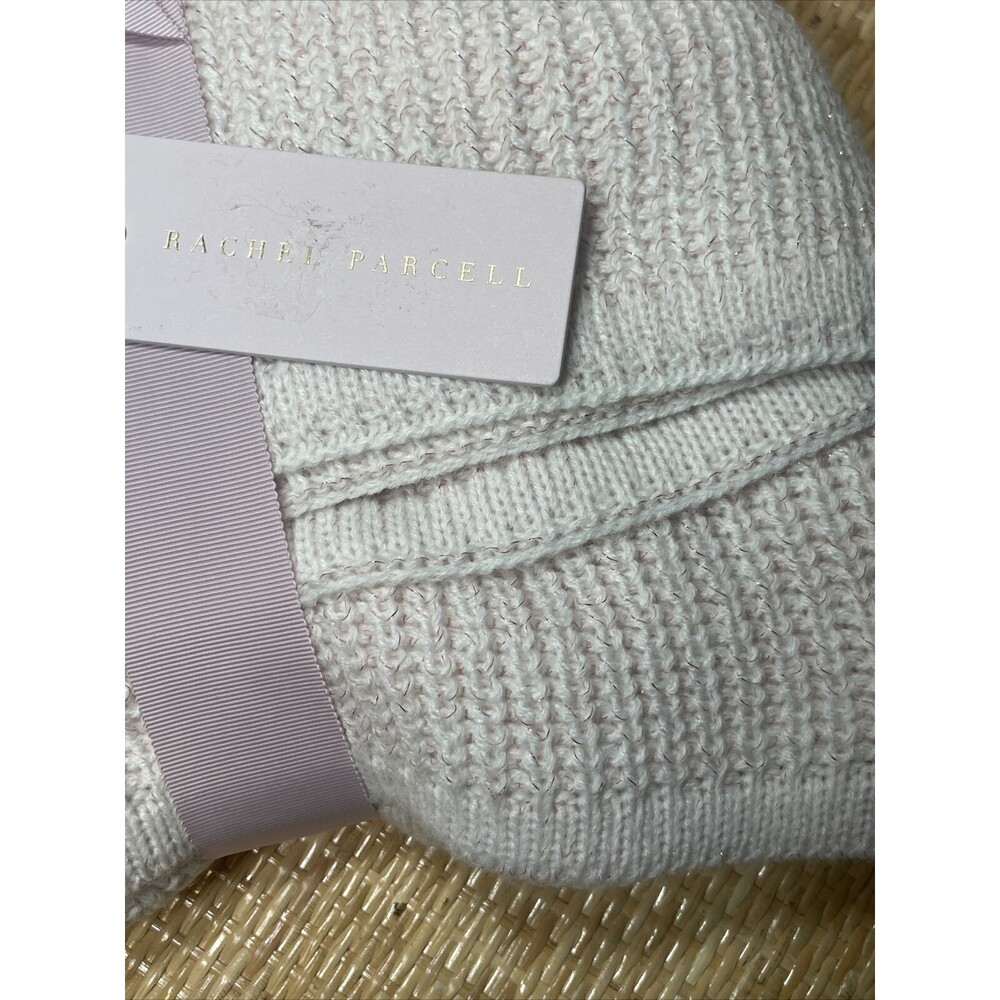 Rachel Parcell Pink With Matallic Thread Ribbed Throw Blanket New - Picture 5 of 6